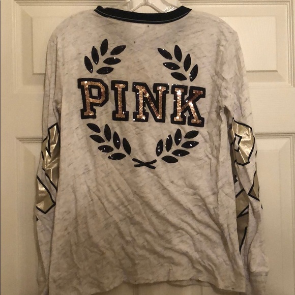 PINK Victoria's Secret Tops - Pink scoop neck long sleeve with bling